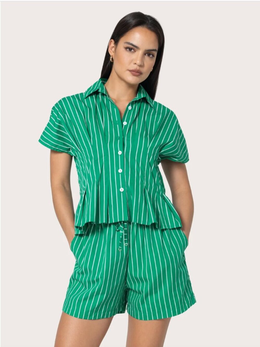 NWT Lusana Tailor Shirt - Clover Stripe / Xs